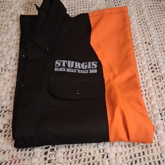 💯💥🏍️ Sturgis Black Hills Rally 2018 Mechanic Motorcycle Shop Shirt 🖤🧡 - Picture 13 of 14